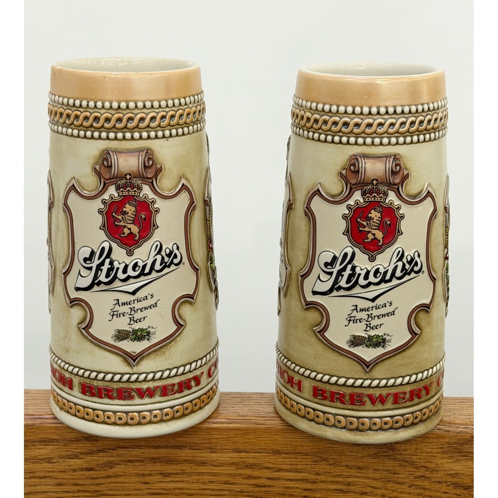 Vintage Stroh Brewery Beer Steins Set of 2 Heritage Series III #80370 #46893 - Picture 13 of 13
